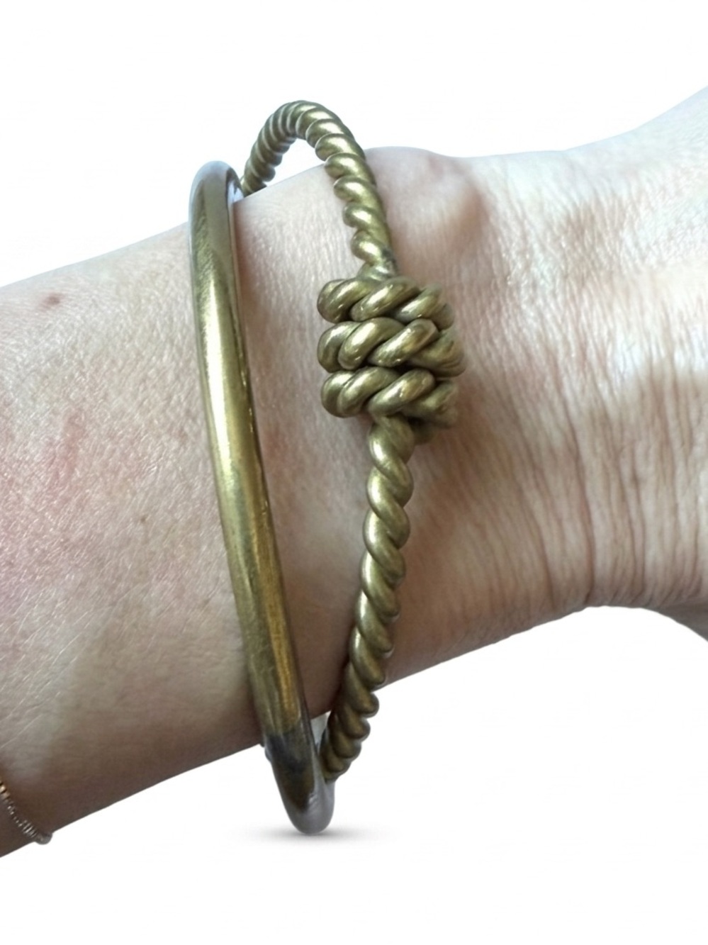 Interconnected Brass Knot Bangles